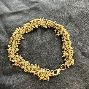 Golden Beaded Mogra Bracelet Brass Beads 7 Inches